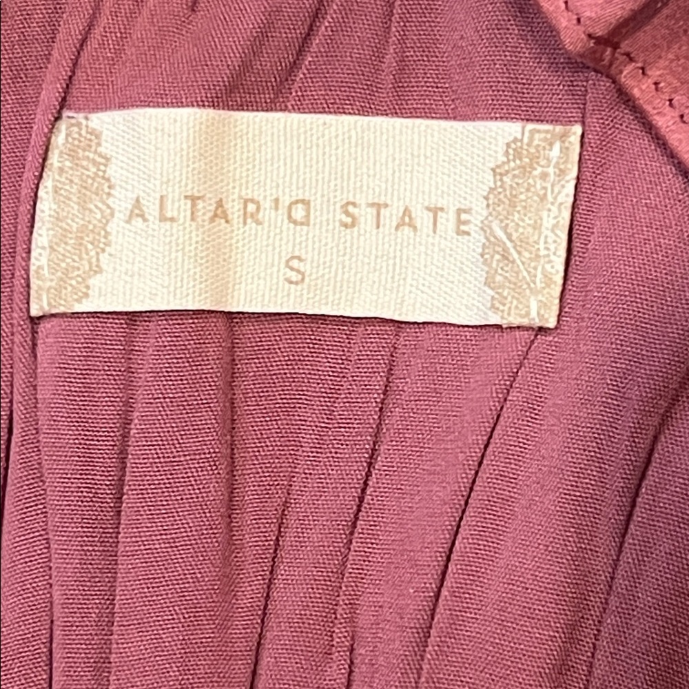 Altar'd State Mauve Ruffled Smocked Waist Long Sleeve Off Shoulder Dress peasant - Picture 8 of 13